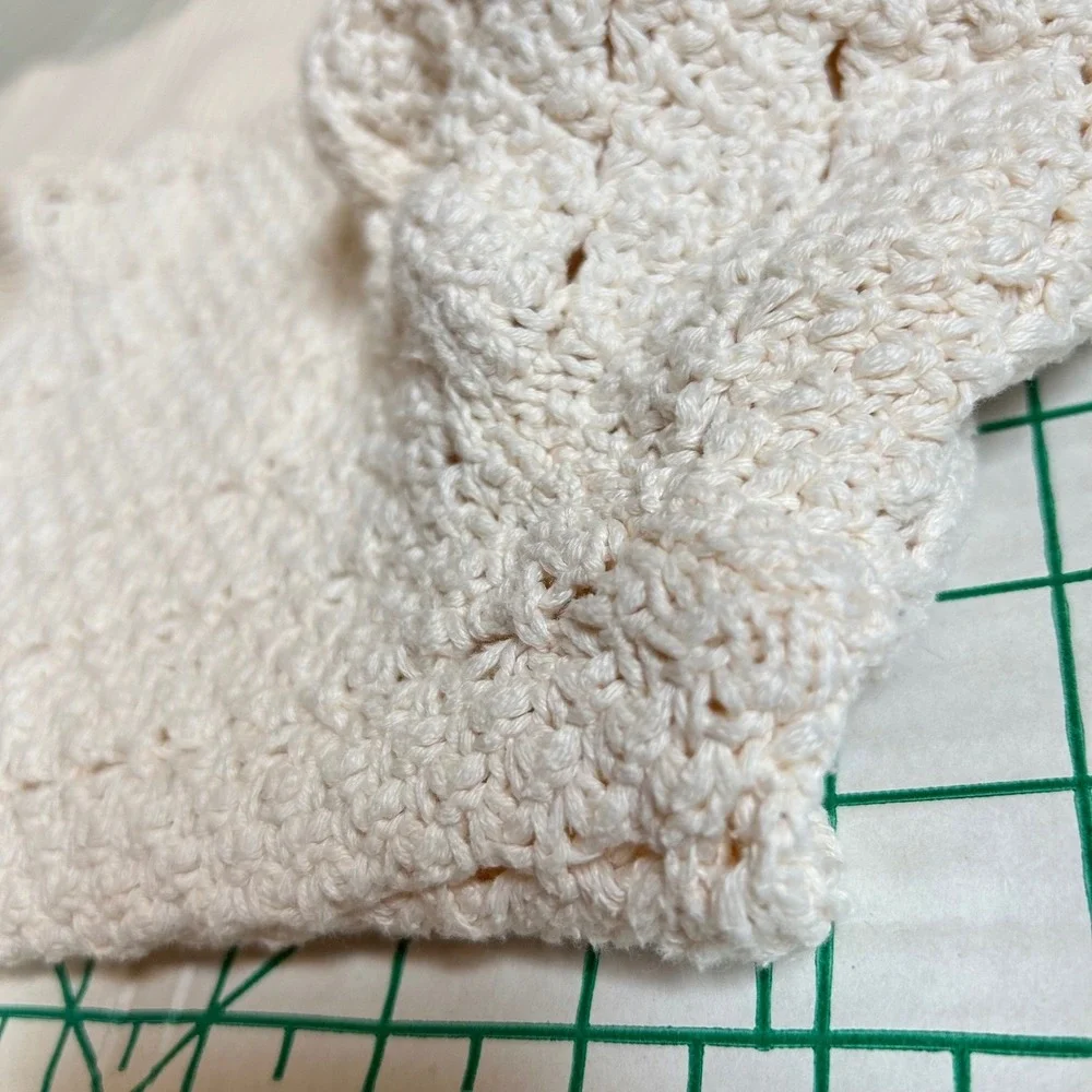 Gap Size XS Cream Cotton Crochet Pointelle Open Knit Sweater‎ Cottage Fisherman